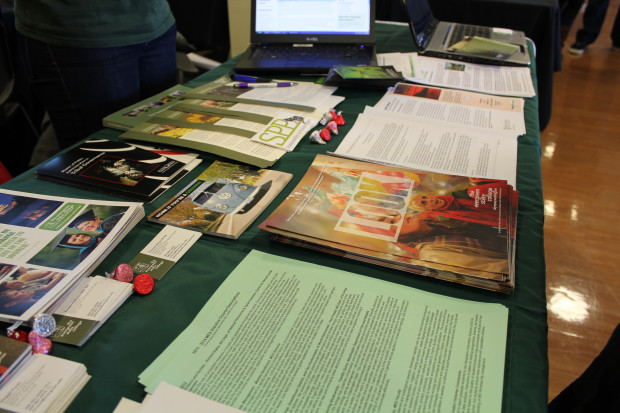 Evergreen's Master of Environmental Studies table, with SPP's materials on display