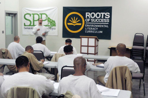 Jason McDaniels teaches the Roots of Success curriculum to fellow inmates at Coyote Ridge Corrections Center (CRCC). Photo by an inmate at Coyote Ridge Corrections Center.