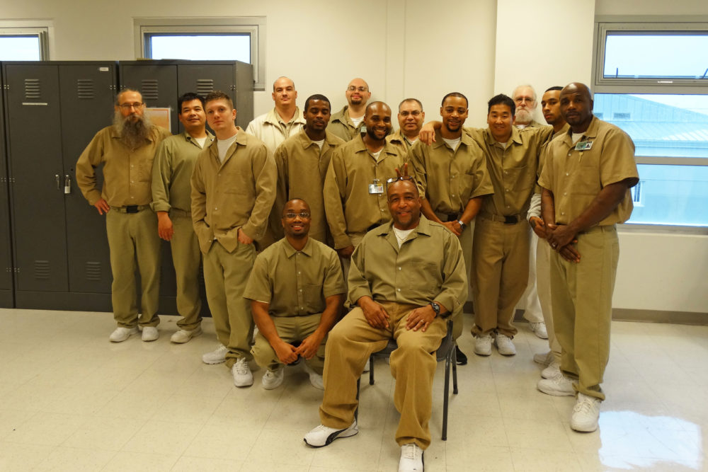 Roots of Success students and instructors at Stafford Creek Corrections Center celebrate every class graduation--17 cohorts in 3 years. Photo by WA Corrections staff. 