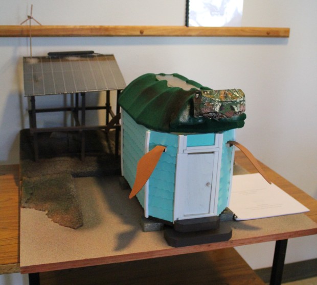 A model of the proposed solar power unit for the turtle shed. Photo credit: Sadie Gilliom