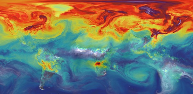 Simulation done by NASA showing CO2 in the earth's atmosphere.