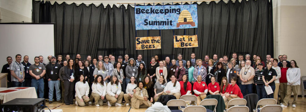 Beekeeping association partners, staff from every prison, incarcerated beekeepers, and the SPP team from Evergreen came together for an inspirational and productive day-long beekeeping summit at Washington Corrections Center for Women. Photo by Ricky Osborne. 